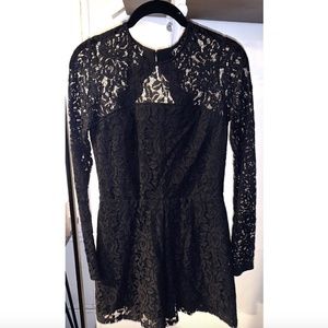 Black Lace Long Sleeve Romper